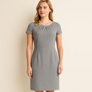 Brooks Brothers Italian Wool Gray Sheath Dress sz 14 Career Old Money Office